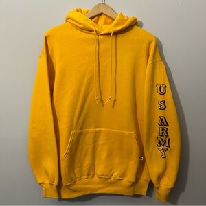 Vintage Russell Athletic Army Hoodie Sweatshirt Mens Size XL Made in USA Yellow